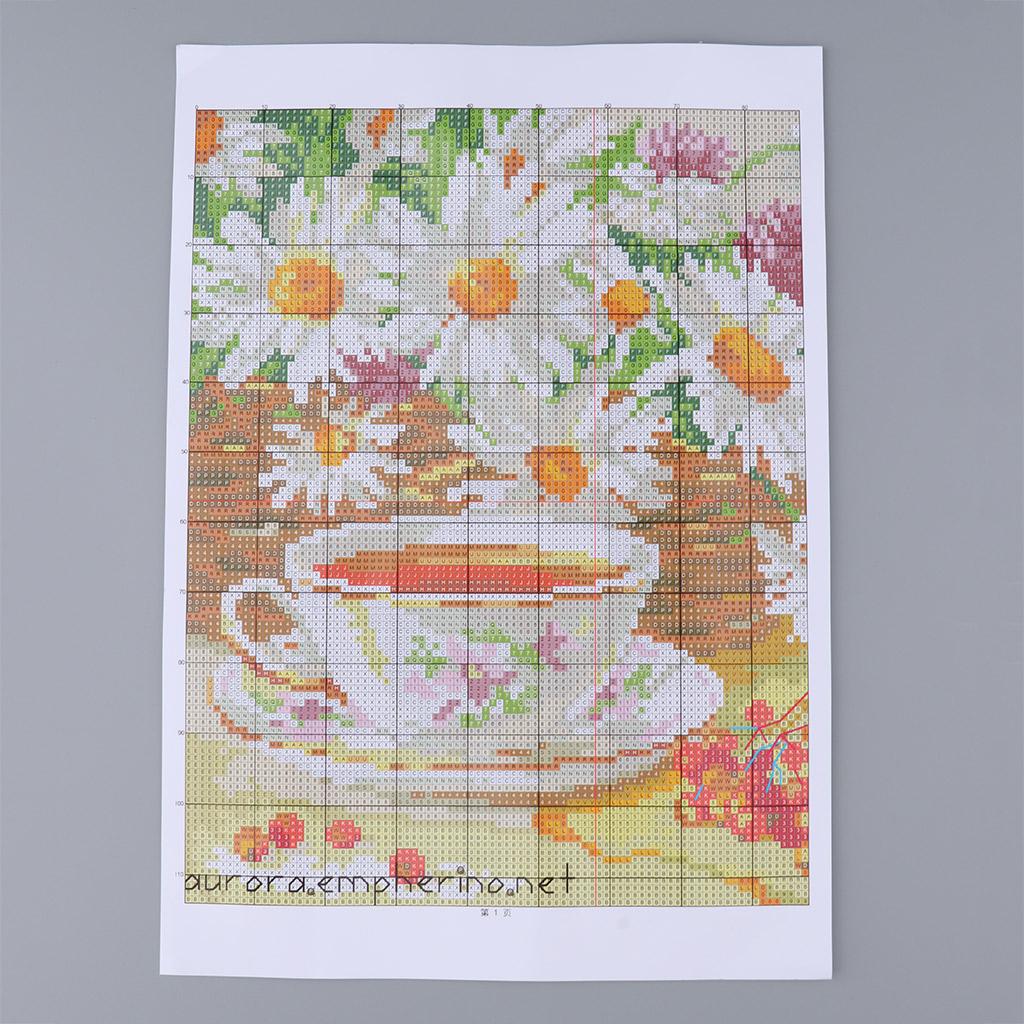 Chamomile Tea - 크로스 스티치 프린트 캔버스 카모마일 차