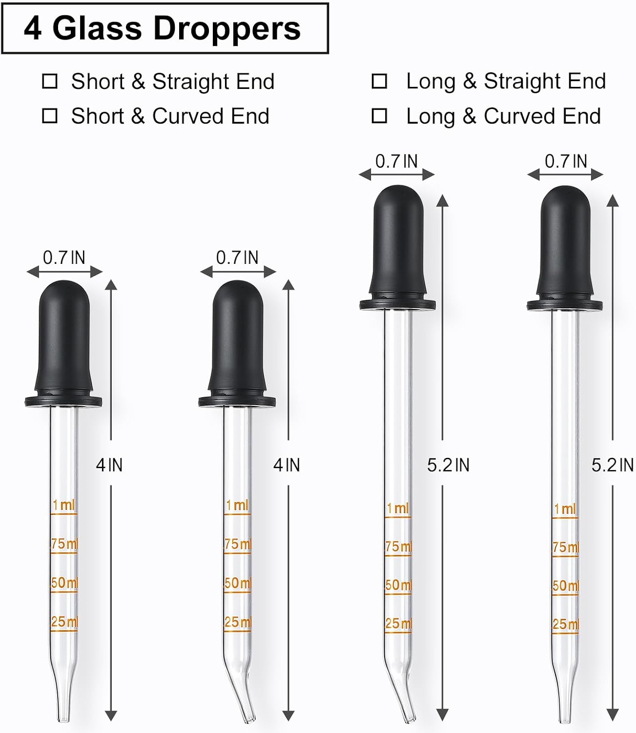 4개입 1ml 유리 스포이드, 눈금 표시 포함, 긴형, - Essential Oils 리뷰 및 가격